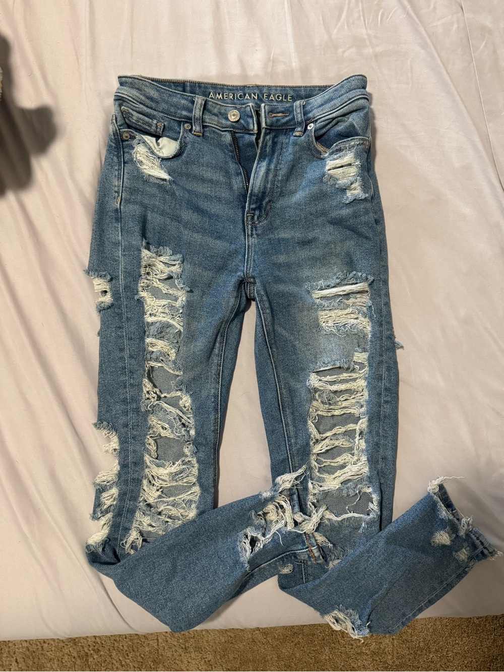 American Eagle Outfitters Ripped Medium Blue Skinny Jeans
